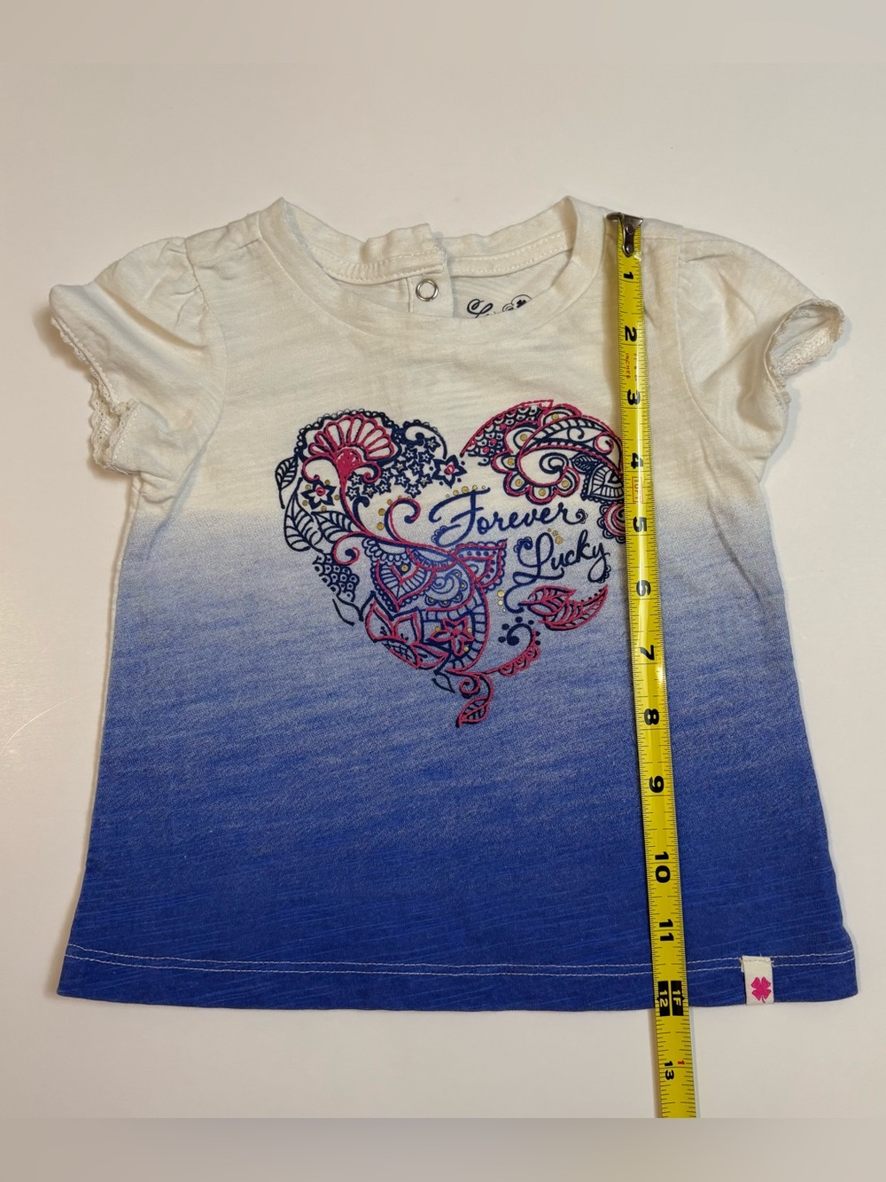 Lucky Brand White to Blue Ombre Heart Graphic Tee - Picture 6 of 6
